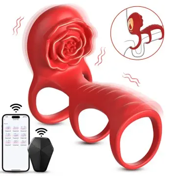 APP remote control rose lock cock ring vibrator penis sleeve